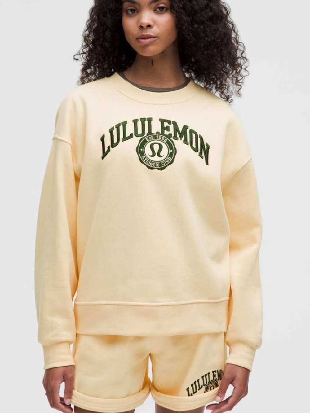 Lululemon Perfectly Oversized Graphic Crewneck Sweatshirt In Butterly Yellow